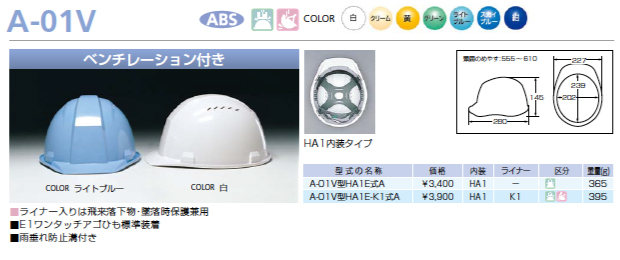 DICヘルメット ABS A-01V ベンチレーション付き