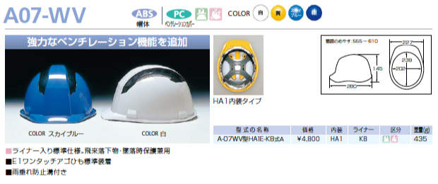 DICヘルメット ABS A-07WV 強力なベンチレーション機能を追加